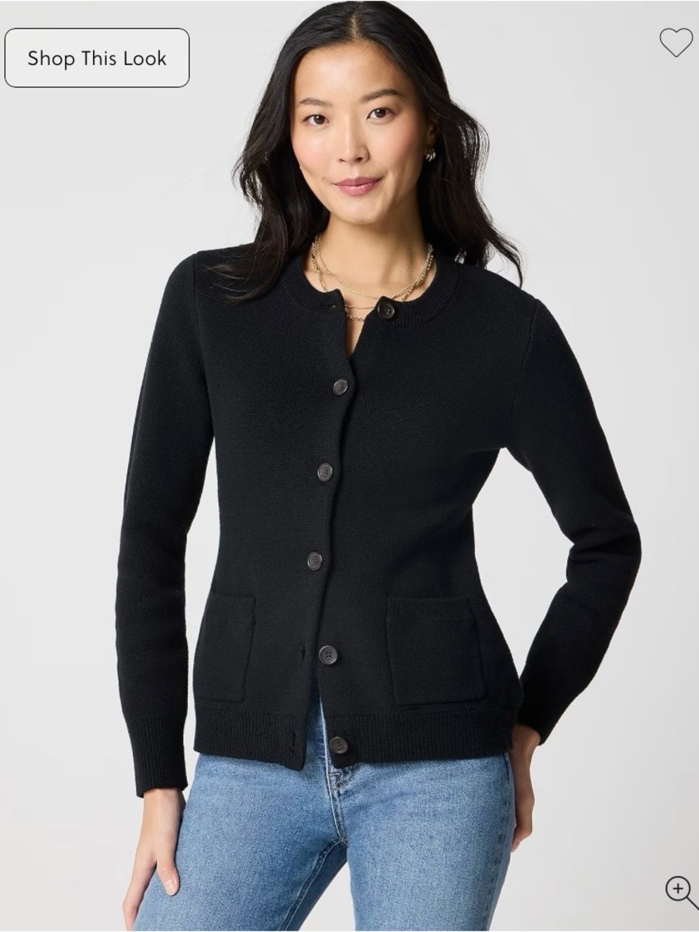 J Crew Classic Black Premium Cotton Knit Cardigan Sweater NWT
